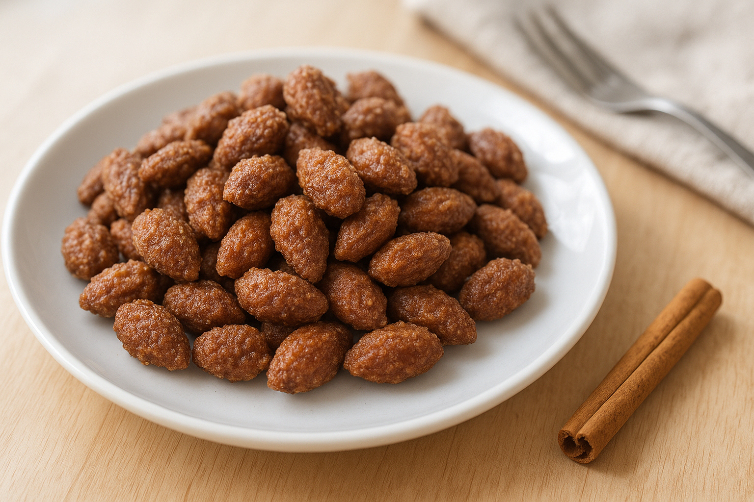 Plato de Irresistibles Almendras Garrapiñadas con Canela