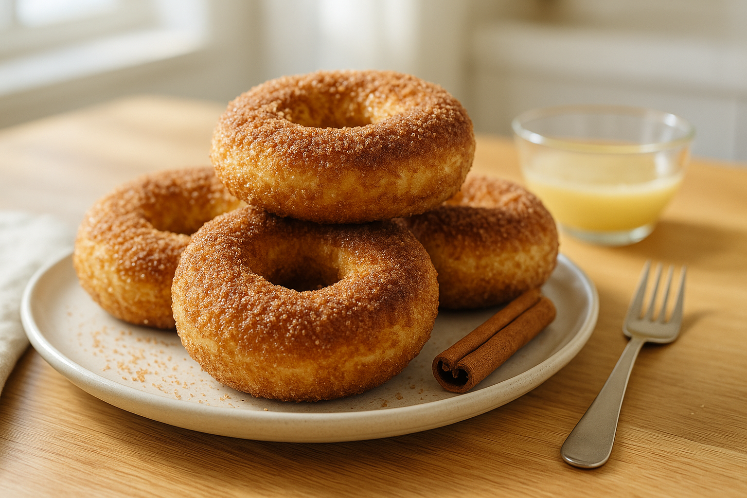 Plato de Bagels de Canela Crujientes en Freidora de Aire