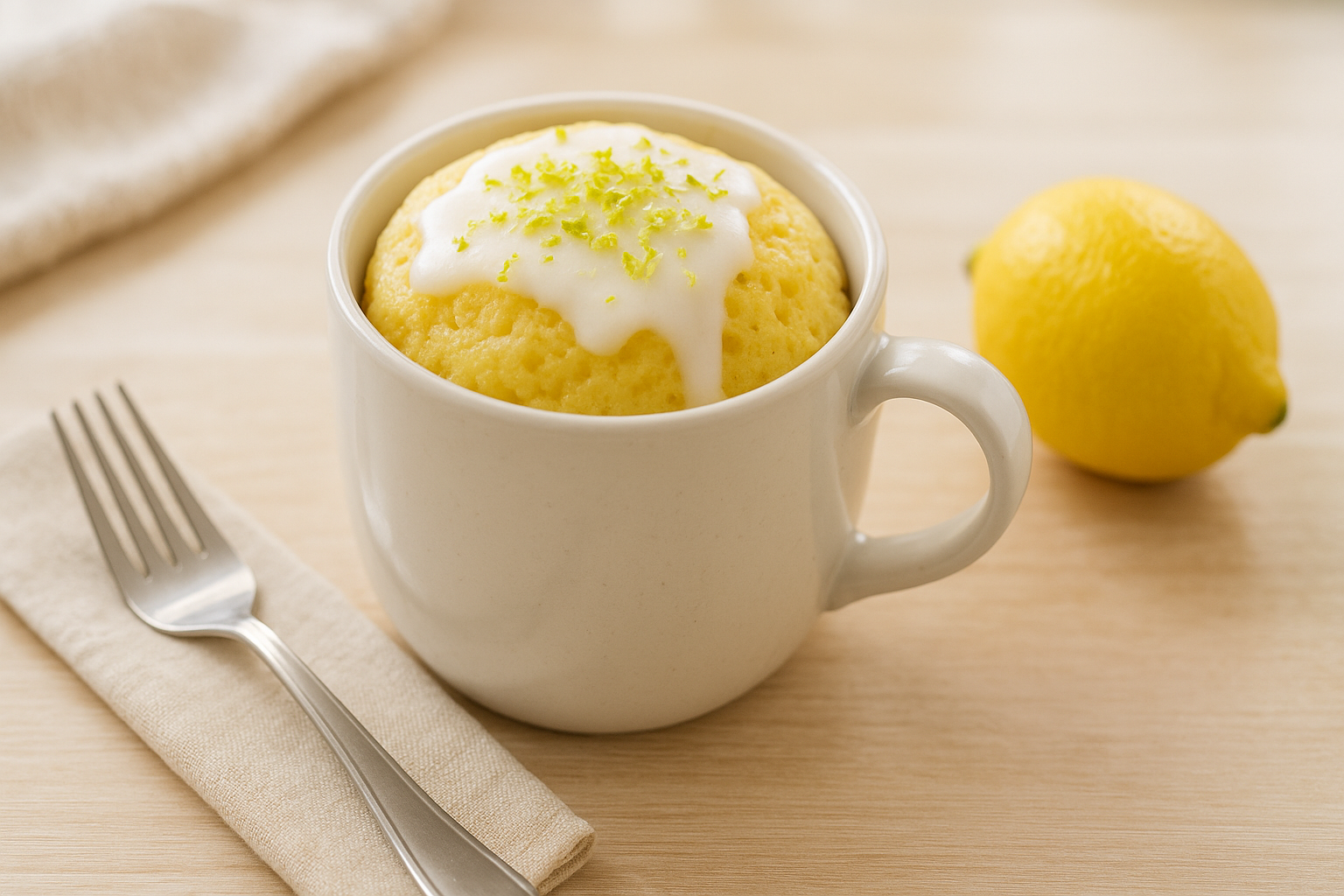Plato de Bizcocho de Limón Express en Taza para Freidora de Aire