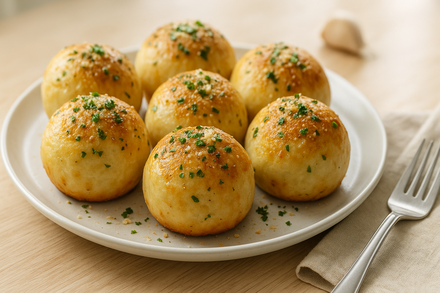 Plato de Bollitos de ajo irresistibles en air fryer
