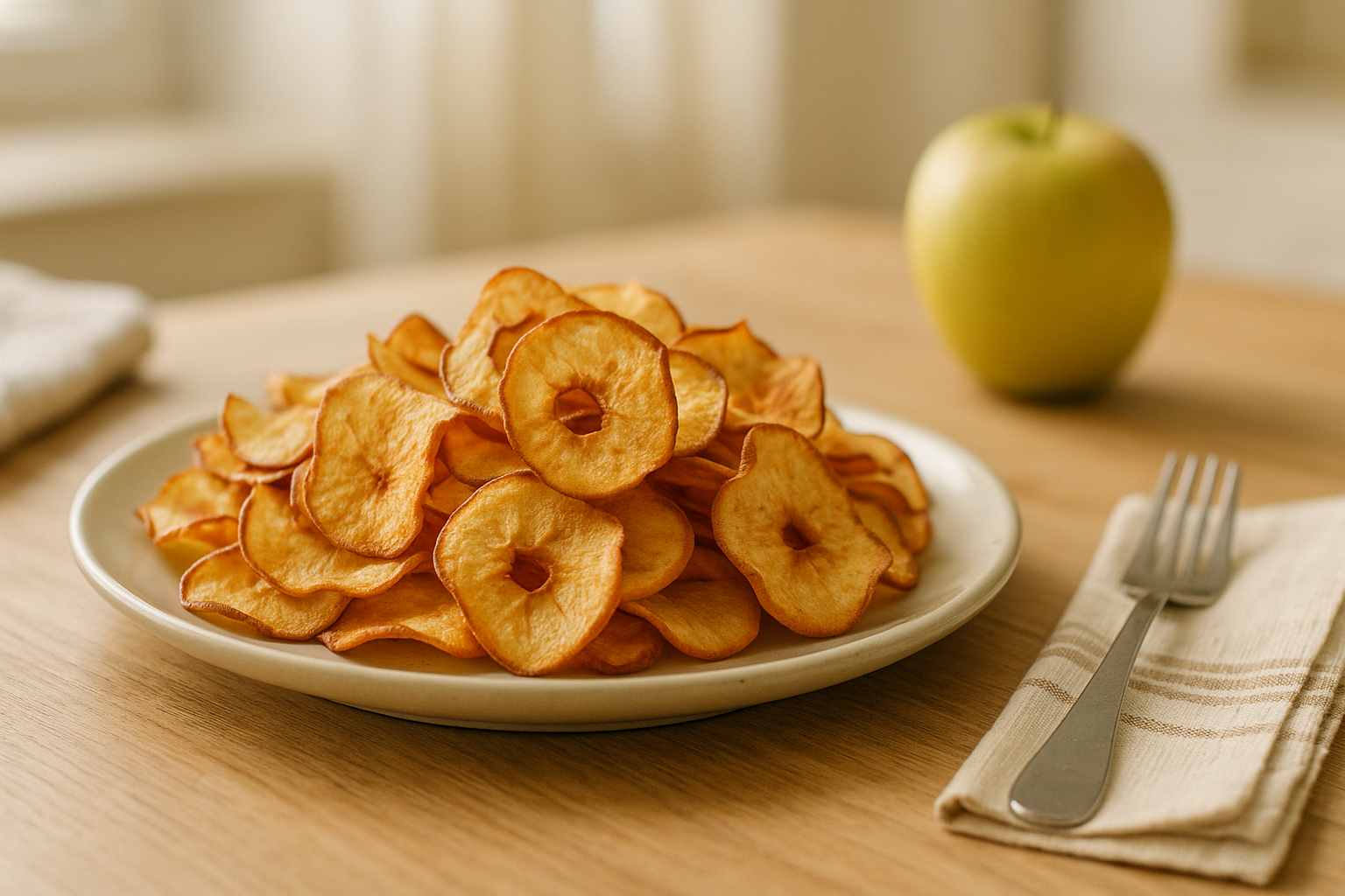 Plato de Crujientes Patatas Fritas de Manzana en Air Fryer