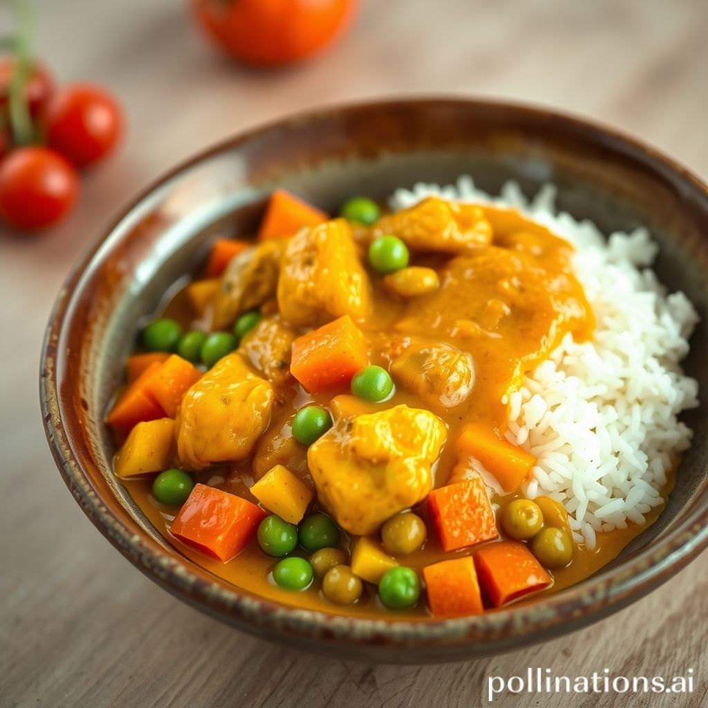 Plato de Curry Amarillo de Pavo, Arroz y Verduras