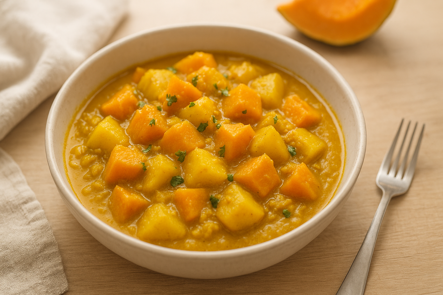 Plato de Curry de calabaza y patata que te sorprenderá