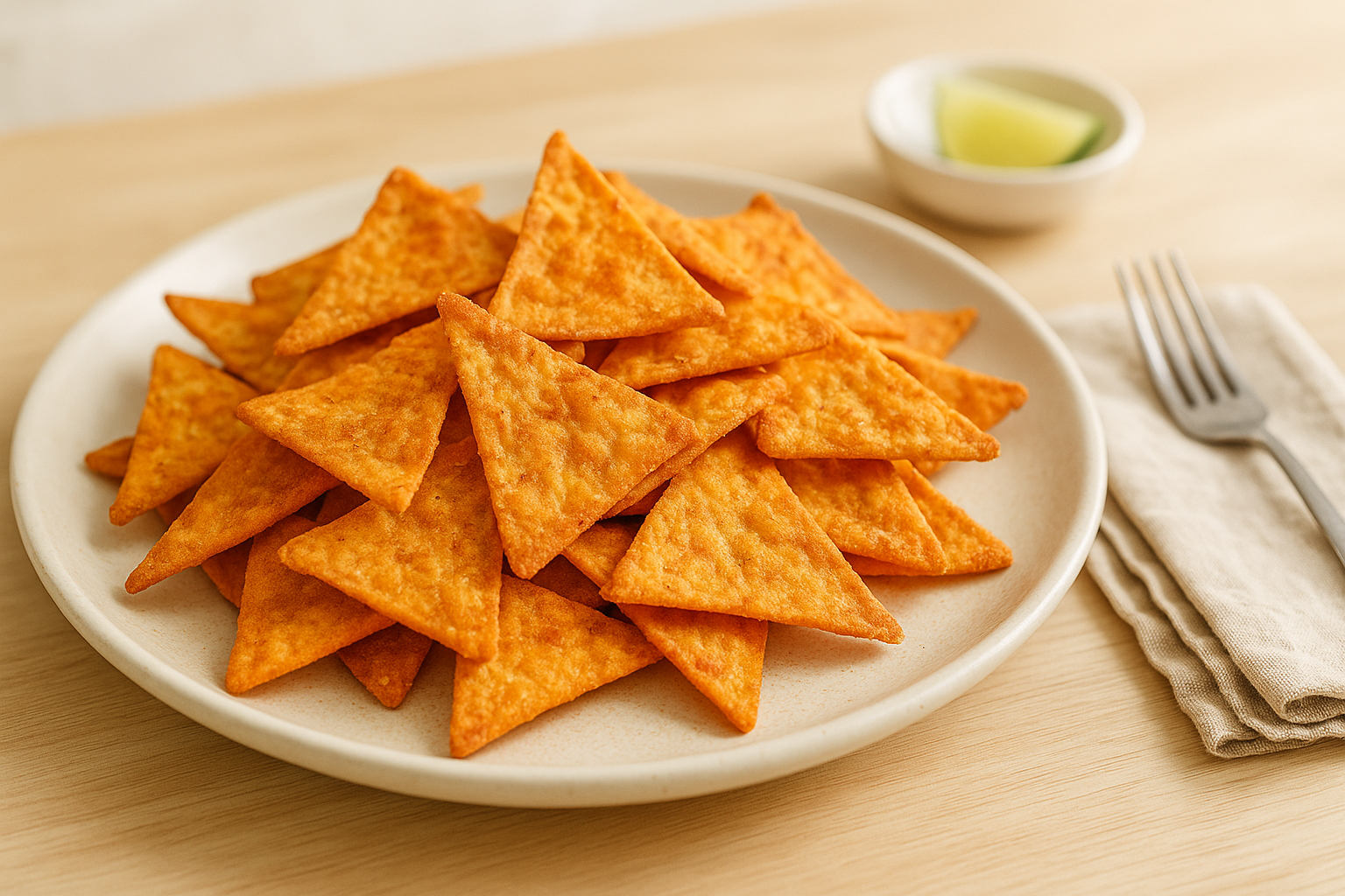 Plato de Doritos artesanos crujientes en la air fryer
