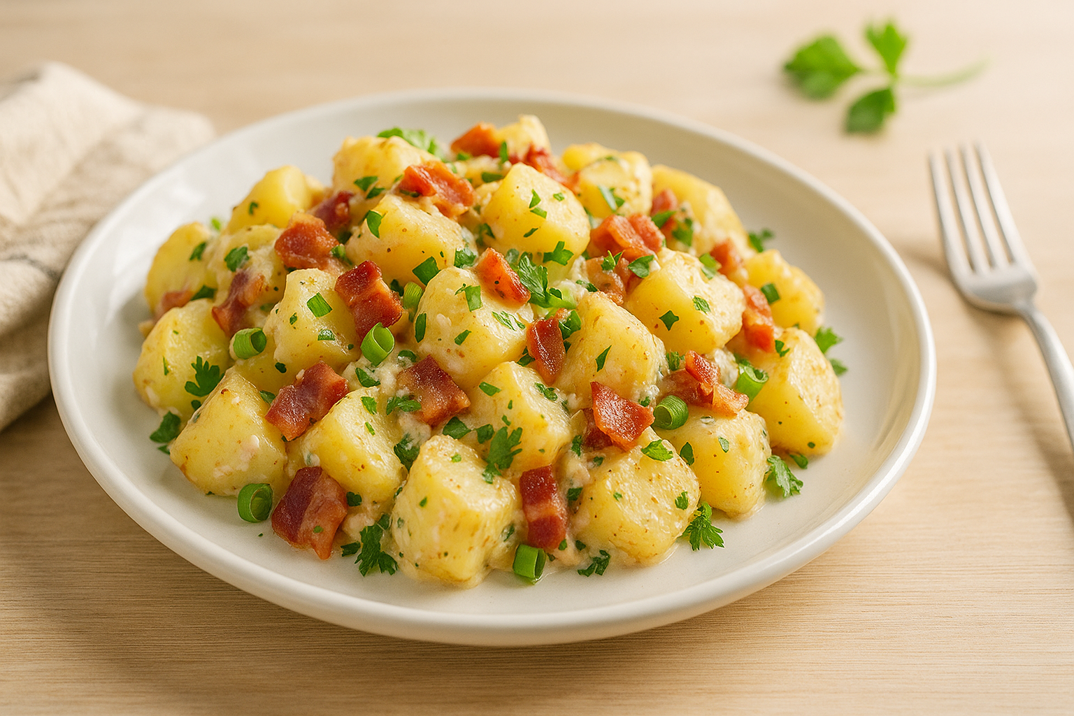 Plato de Ensalada de patatas rancheras que te conquistará