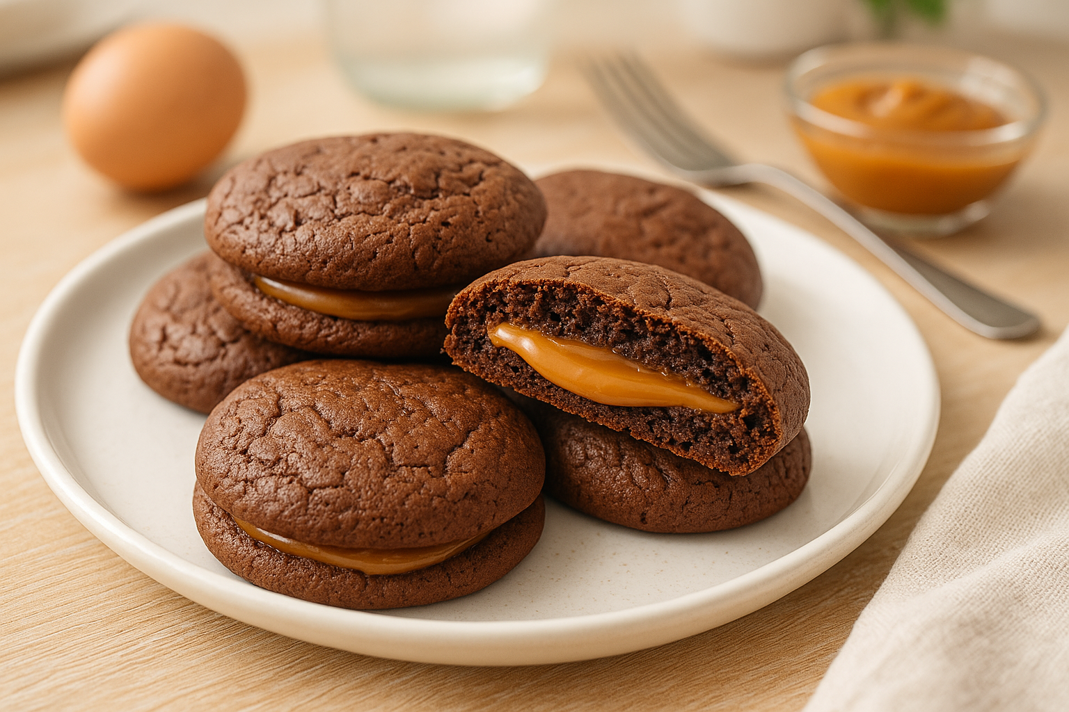 Plato de Galletas de Brownie Rellenas de Dulce de Leche en Air Fryer