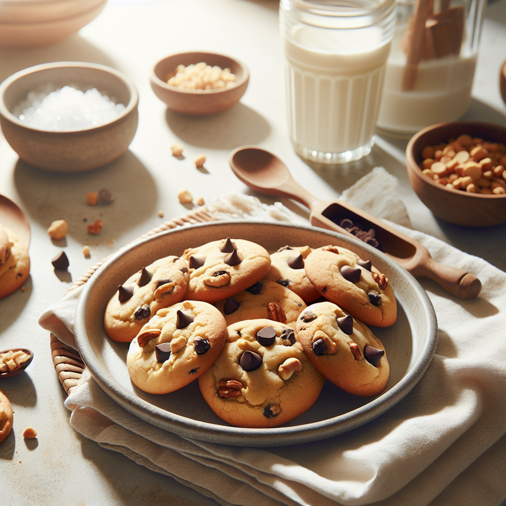Plato de Galletas de Mantequilla con Nueces y Pepitas de Chocolate
