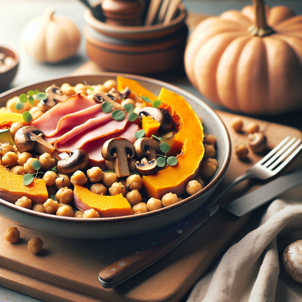 Plato de Garbanzos con Calabaza, Setas y Jamón: Un Placer Otoñal