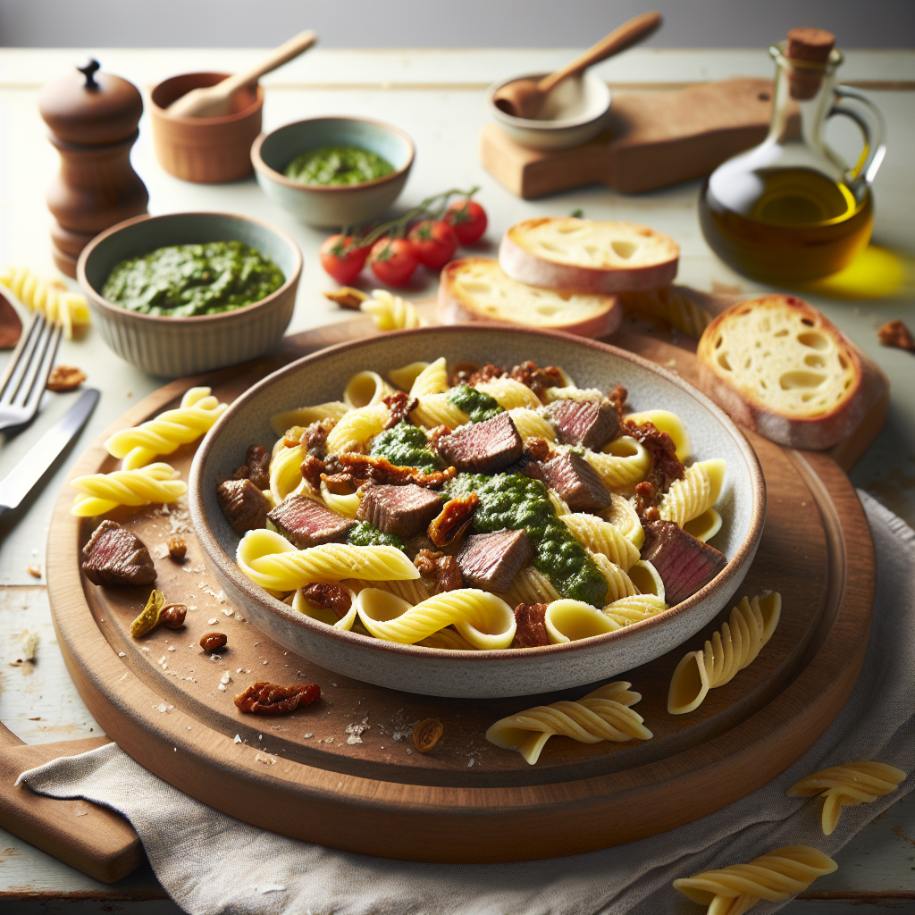 Plato de Gemelli con Ragout de Ciervo y Pesto: Un Festín Italiano