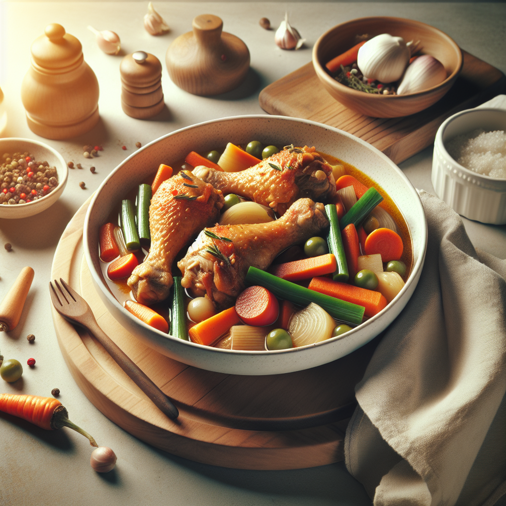 Plato de Guiso de Muslitos de Pollo con Verduras