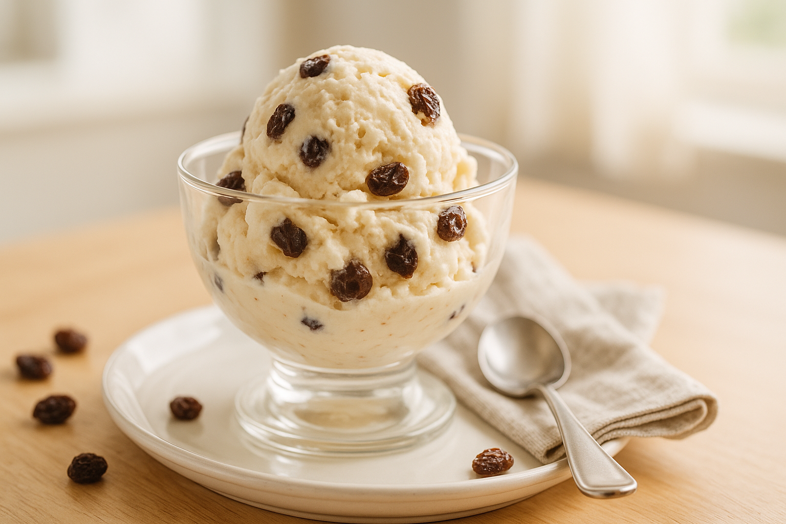 Plato de Delicioso Helado de Ron con Pasas al Estilo Venezolano