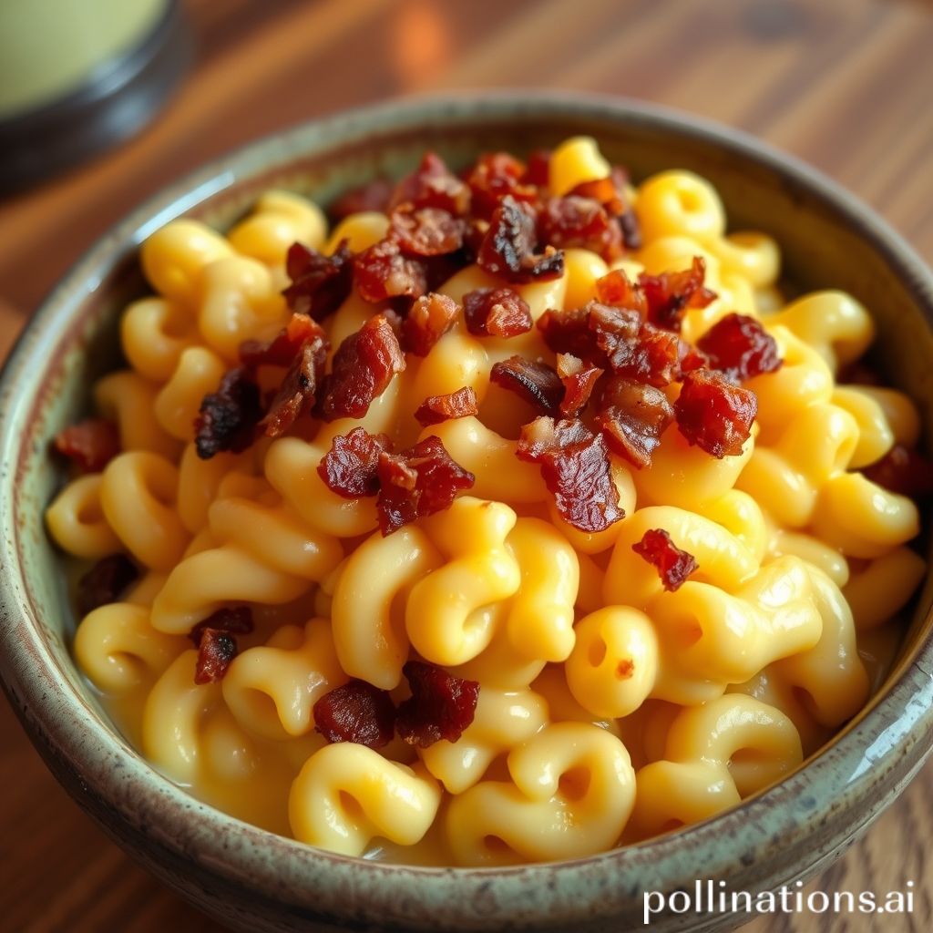 Plato de Mac & Cheese con Bacon y Espinacas