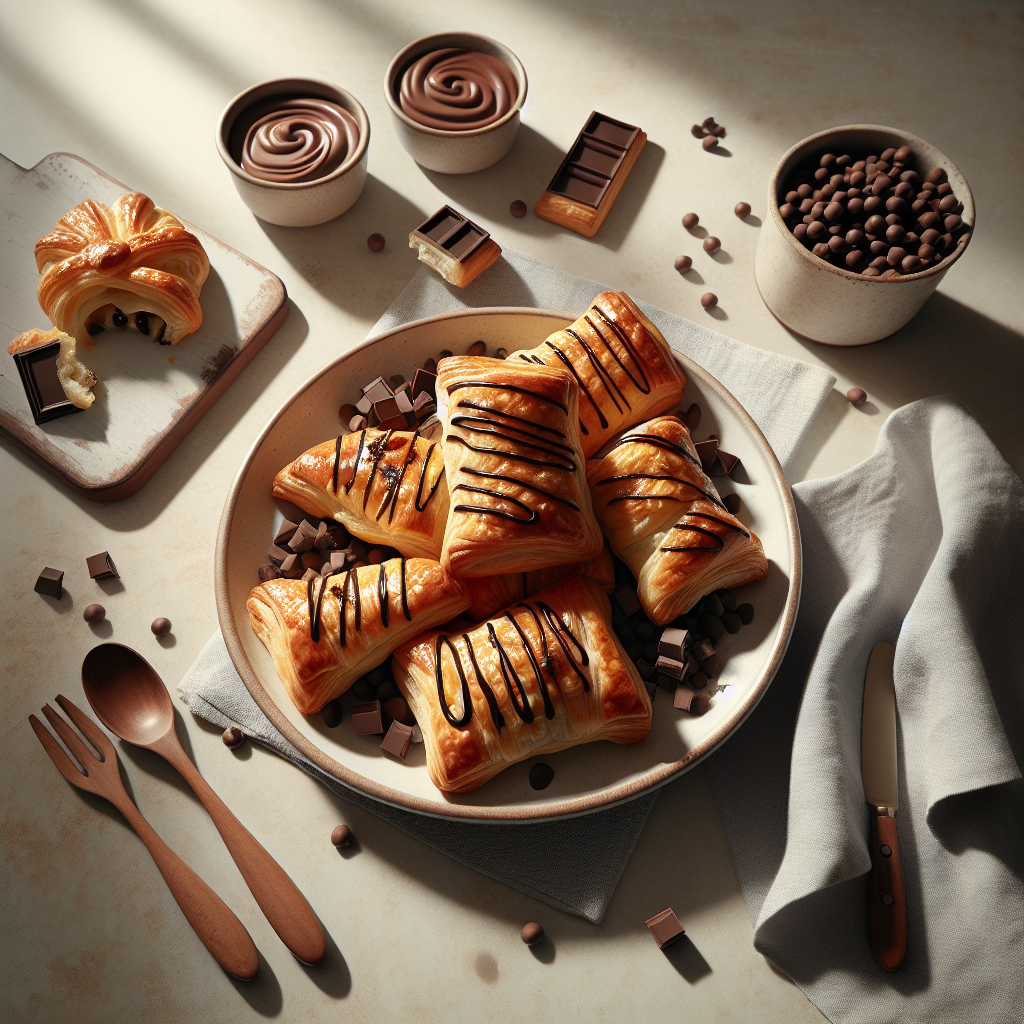 Plato de Napolitanas de hojaldre y chocolate