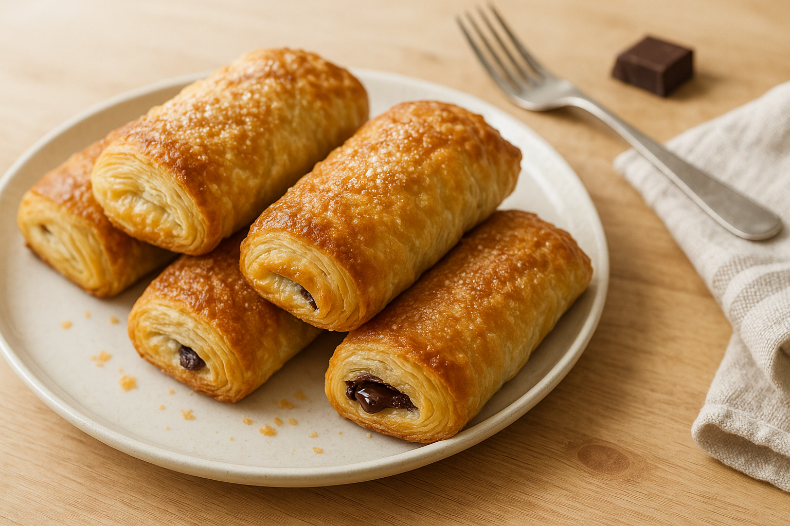 Plato de Napolitanas de Hojaldre y Chocolate en Freidora de Aire