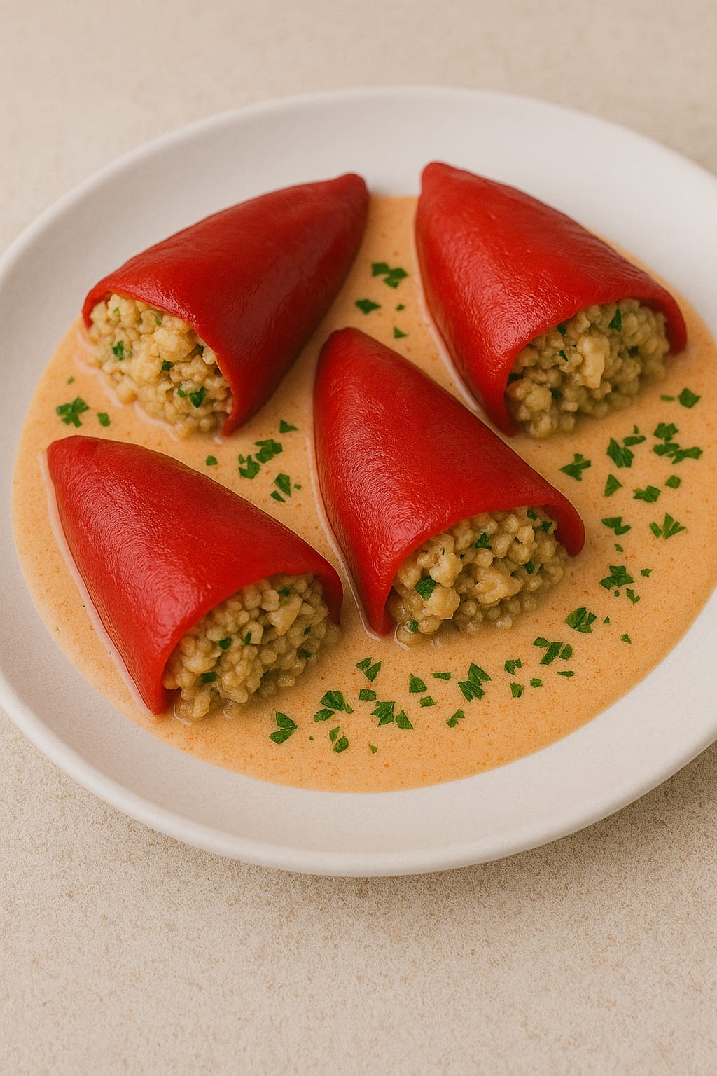 Plato de Pimientos de Piquillo Rellenos de Quinoa y Pollo