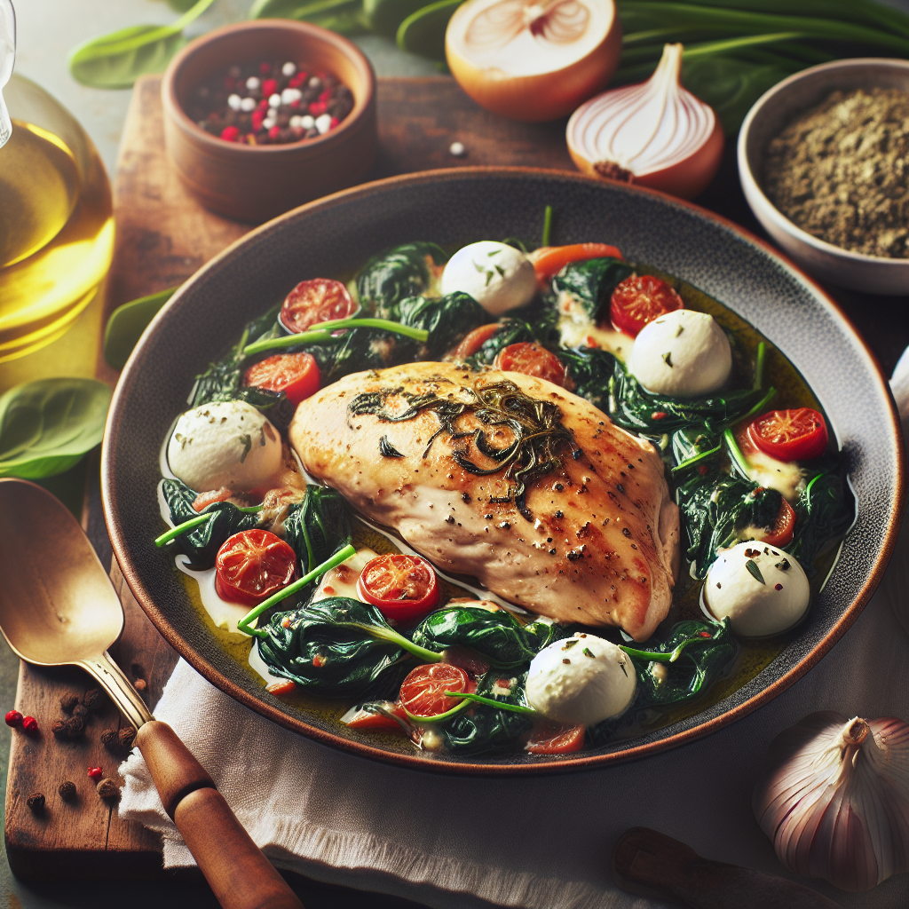 Plato de Pollo con Espinacas y Mozzarella