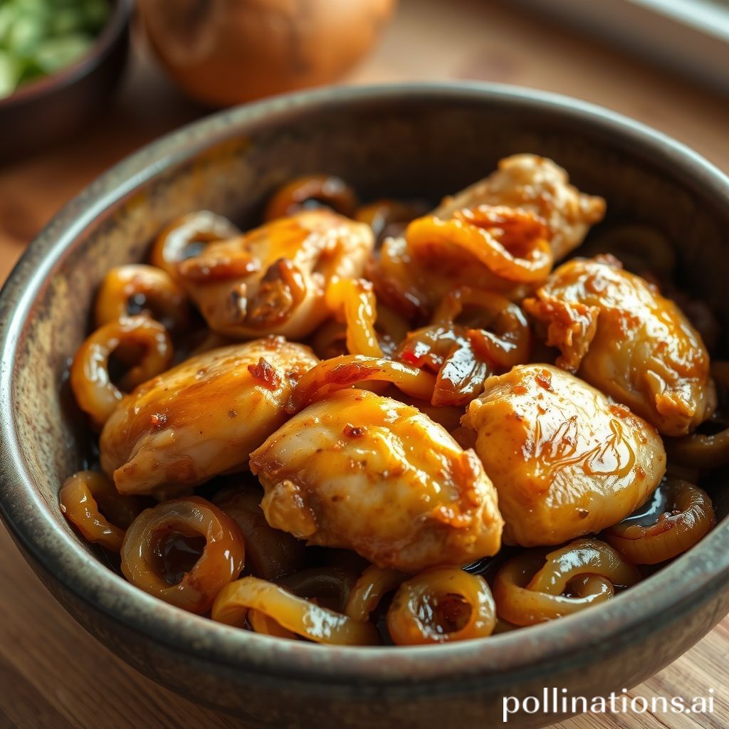 Plato de Pollo Encebollado con Arroz Integral y Verduras
