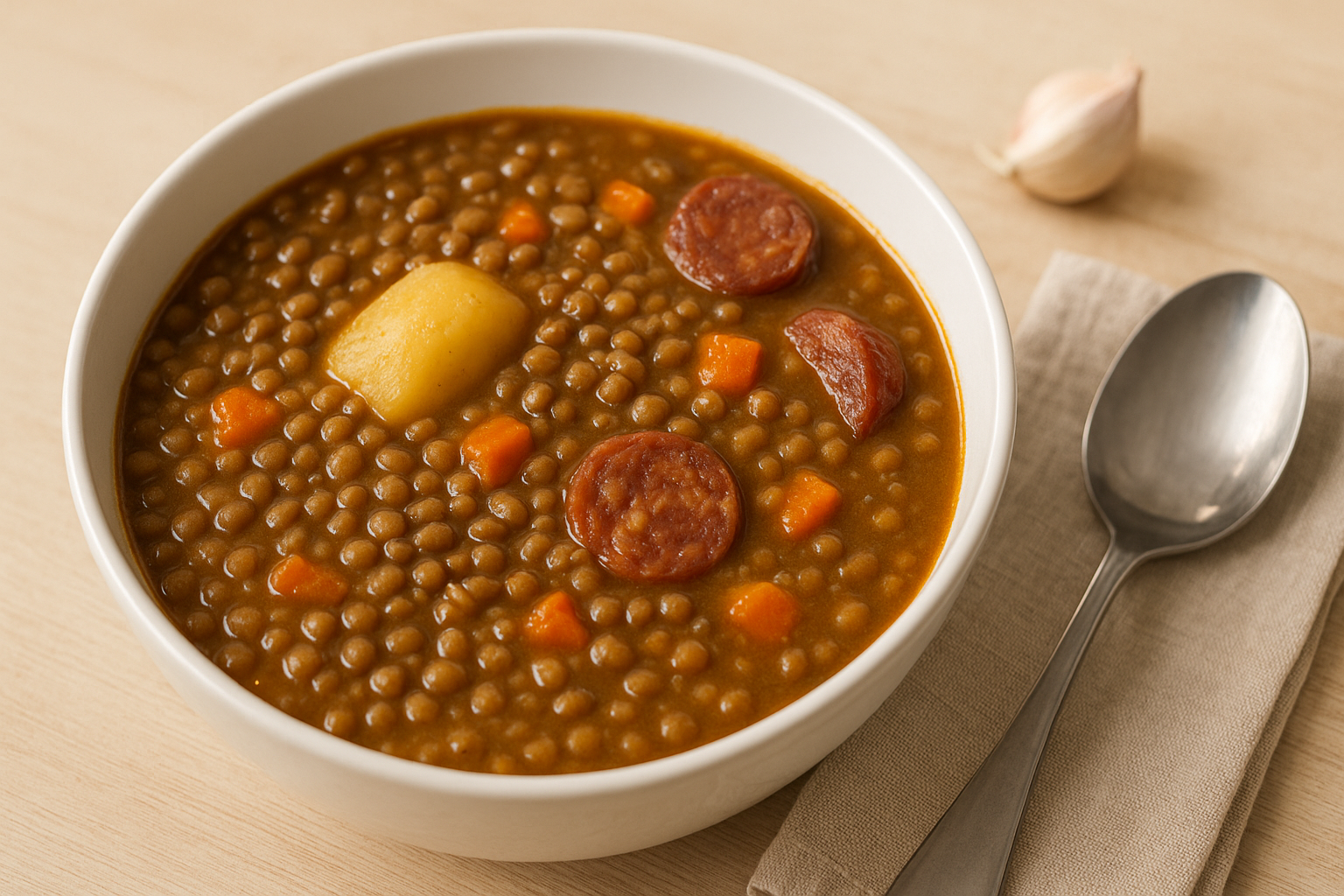 Plato de Potaje de Lentejas Tradicional y Reconfortante