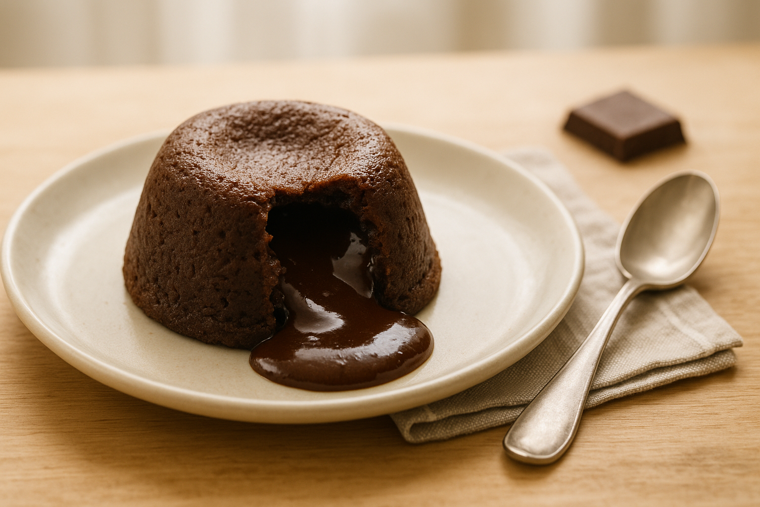 Plato de Pudin de chocolate cremoso que derrite corazones