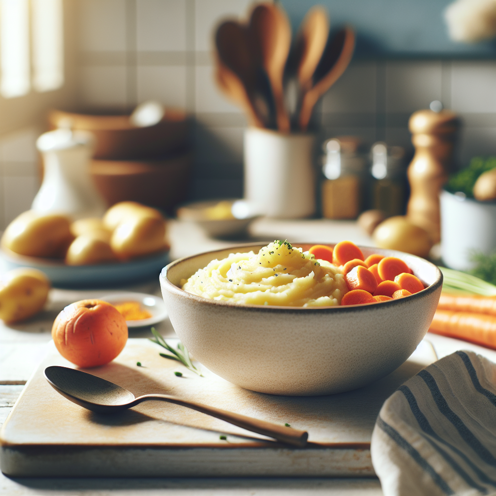 Plato de Puré de patatas y zanahorias cremoso y reconfortante