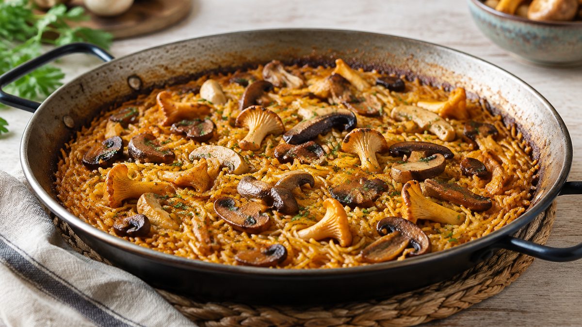 Plato de Fideuá con setas