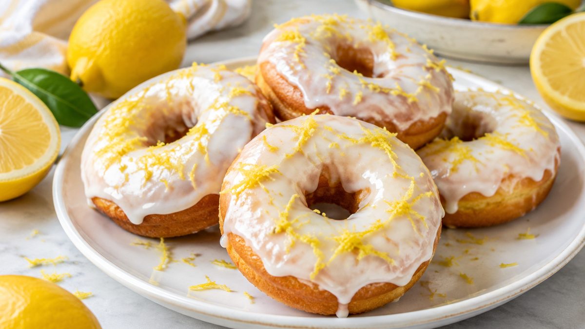 Plato de Donuts de limón en freidora de aire con masa casera