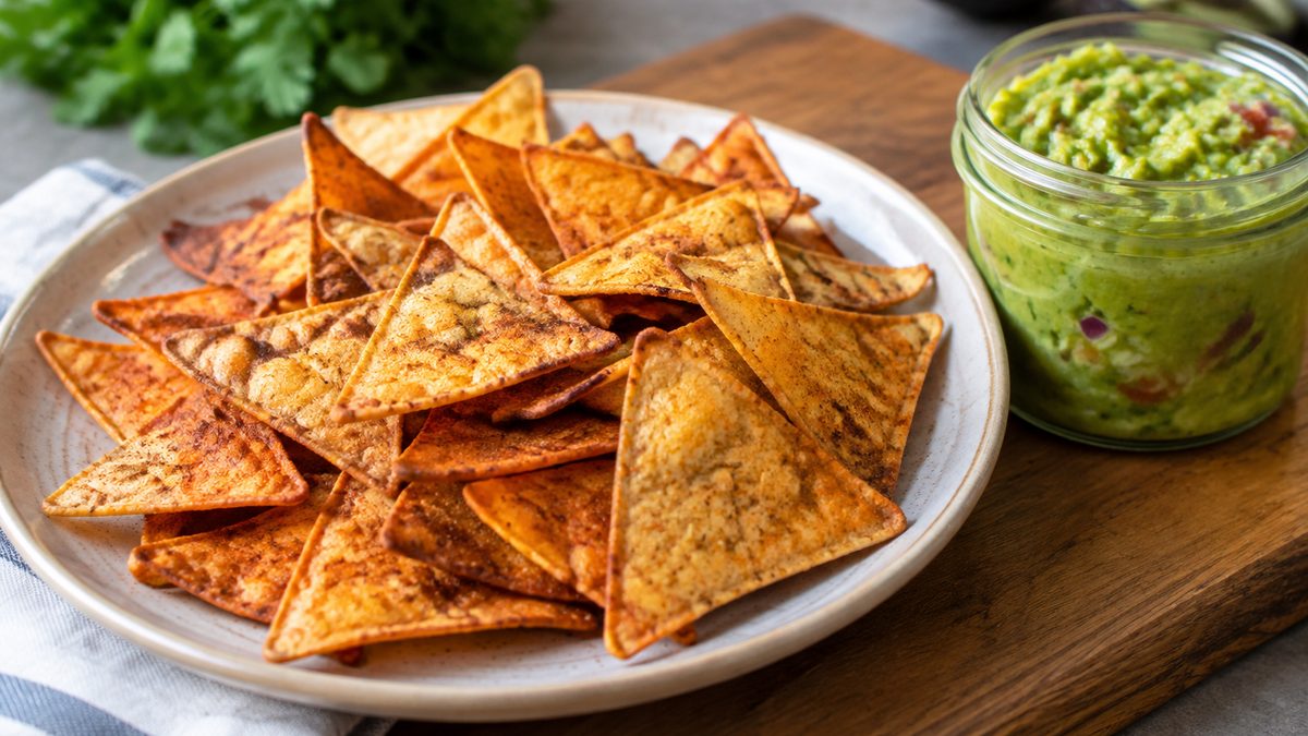 Plato de Doritos artesanos crujientes en la air fryer
