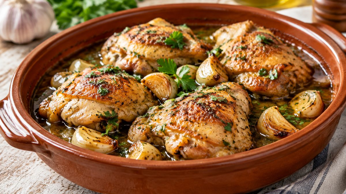 Plato de Pollo al ajillo
