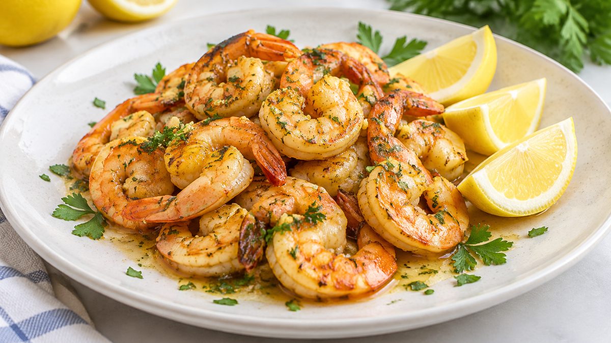 Plato de Gambas al limón en air fryer
