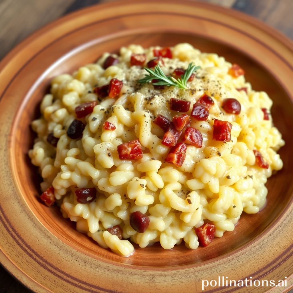 Plato de Risotto Carbonara Saludable