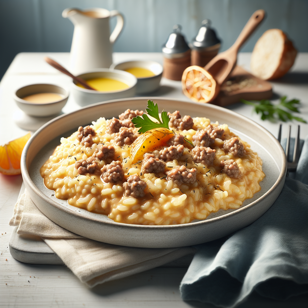 Plato de Risotto cremoso con carne picada que te sorprenderá