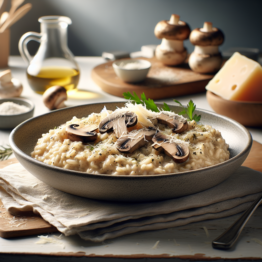 Plato de Risotto de Setas Cremoso con Parmesano