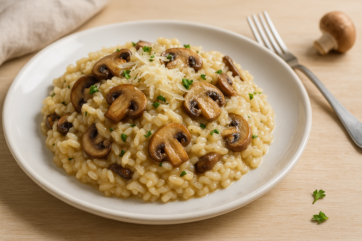 Plato de Risotto de setas con parmesano irresistible