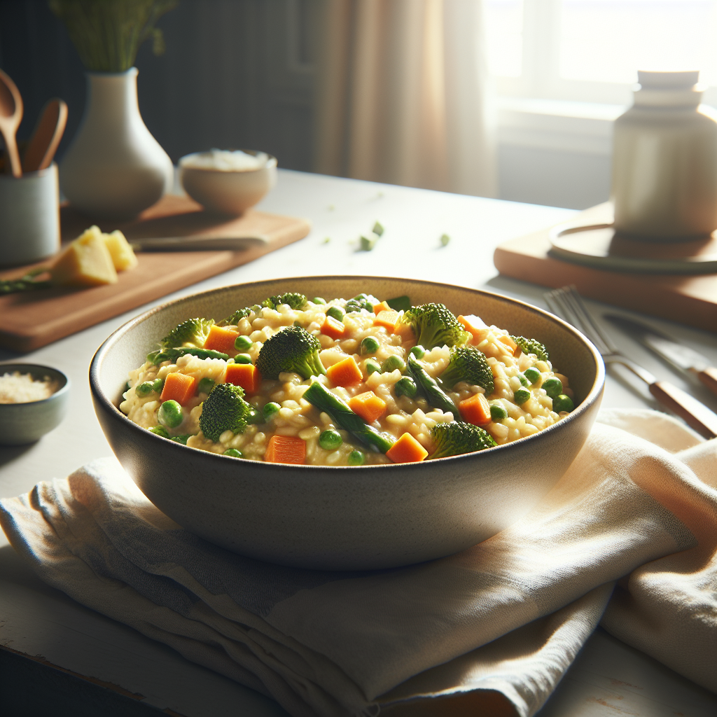 Plato de Risotto de Verduras Cremoso que Sorprende