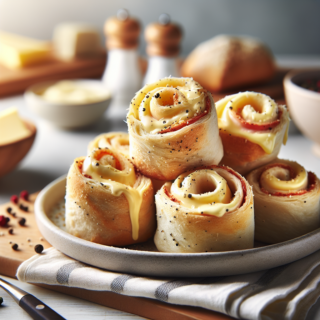Plato de Rollos de pimiento y queso crema irresistibles