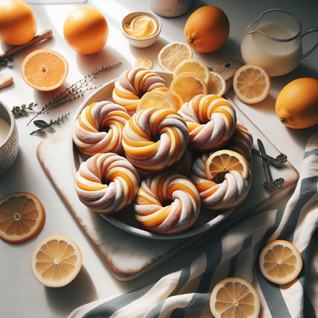 Plato de Rosquillas Enroscadas de Naranja y Limón