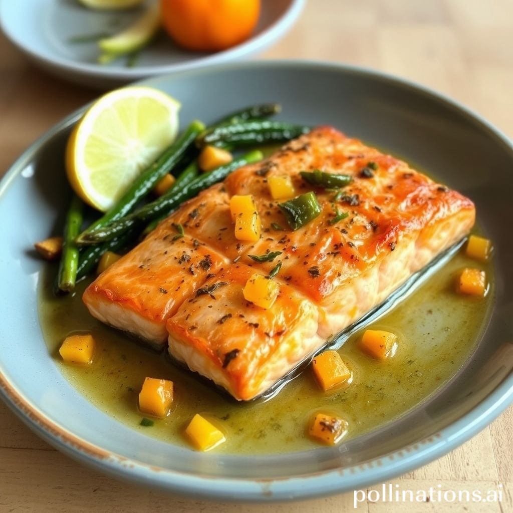 Plato de Salmón al horno con calabaza y setas