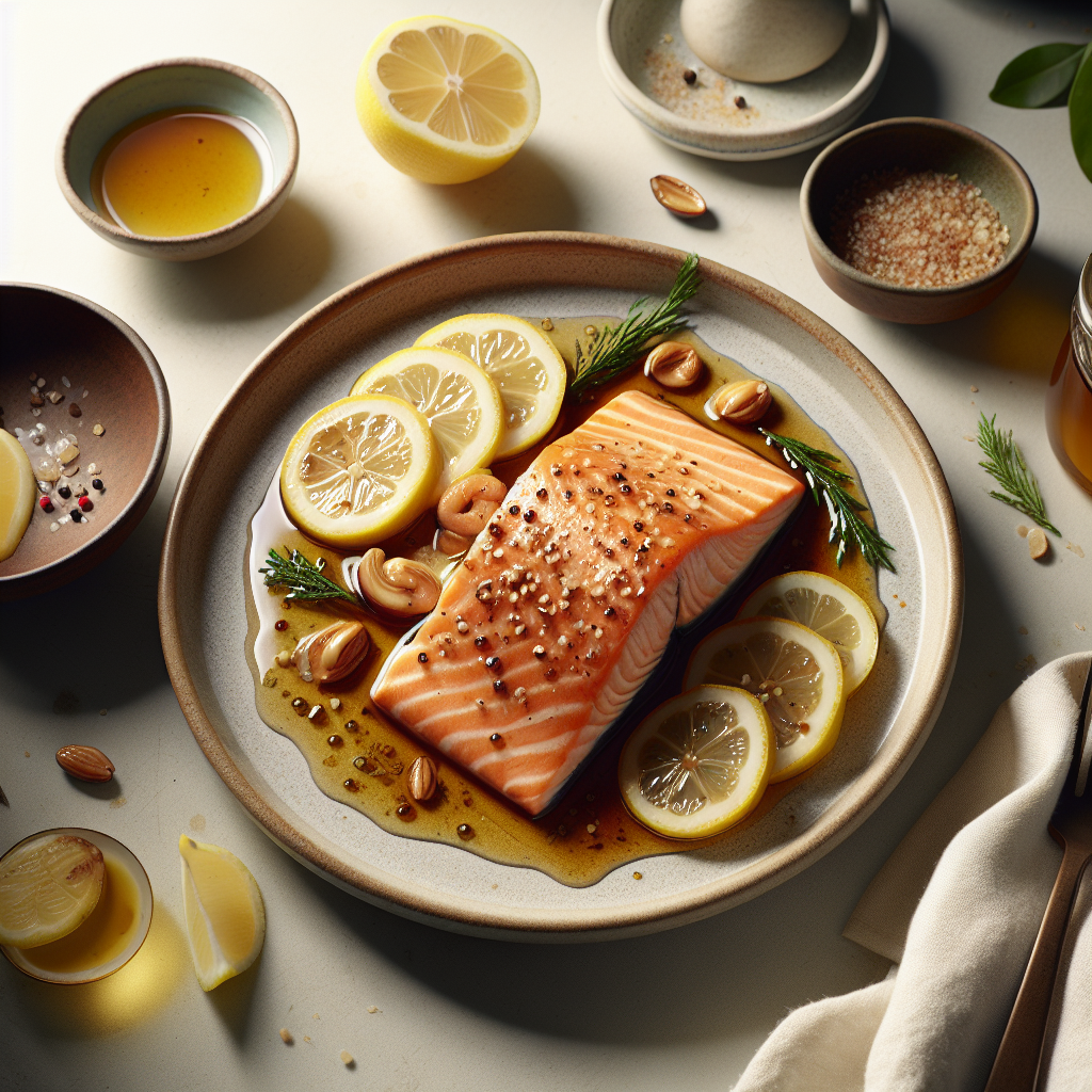 Plato de Salmón en Salsa de Miel y Limón