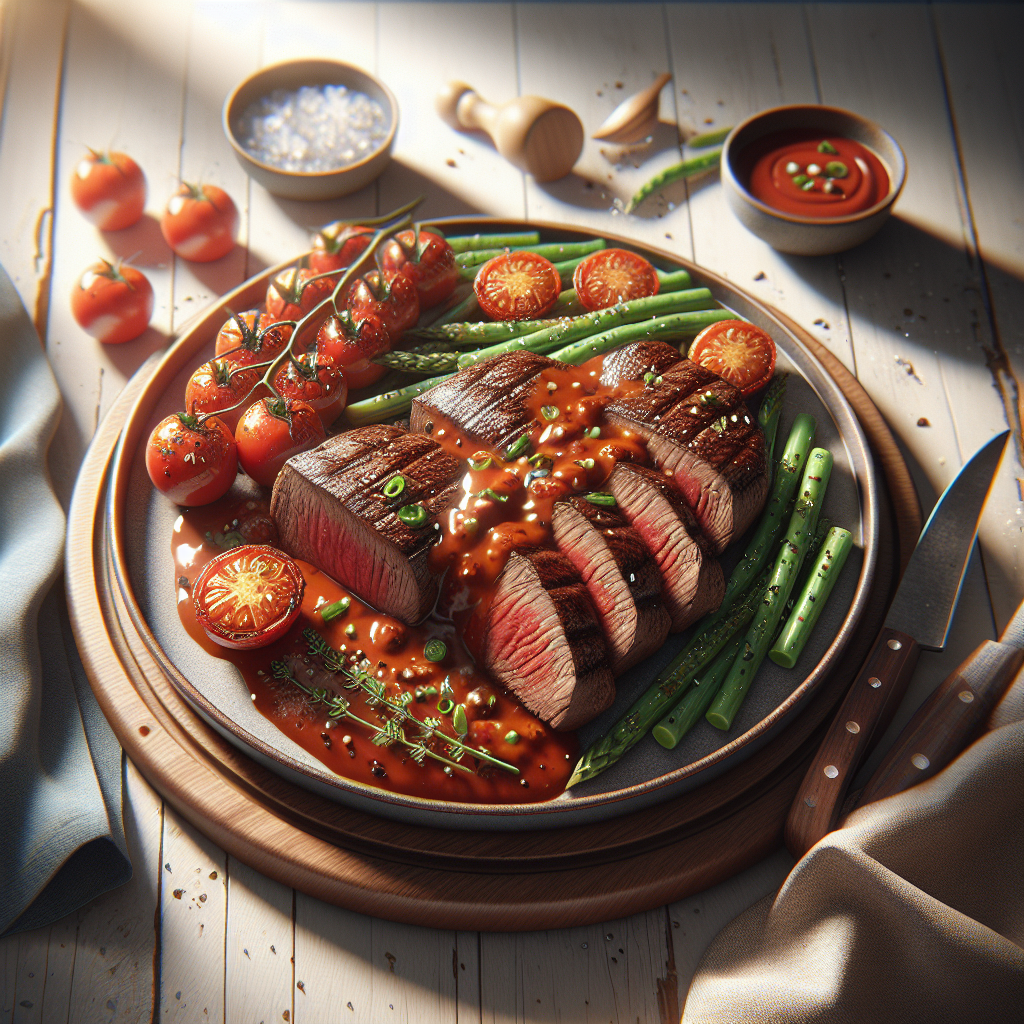 Plato de Solomillo de Ternera con Salsa de Tomate que Derrite Corazones