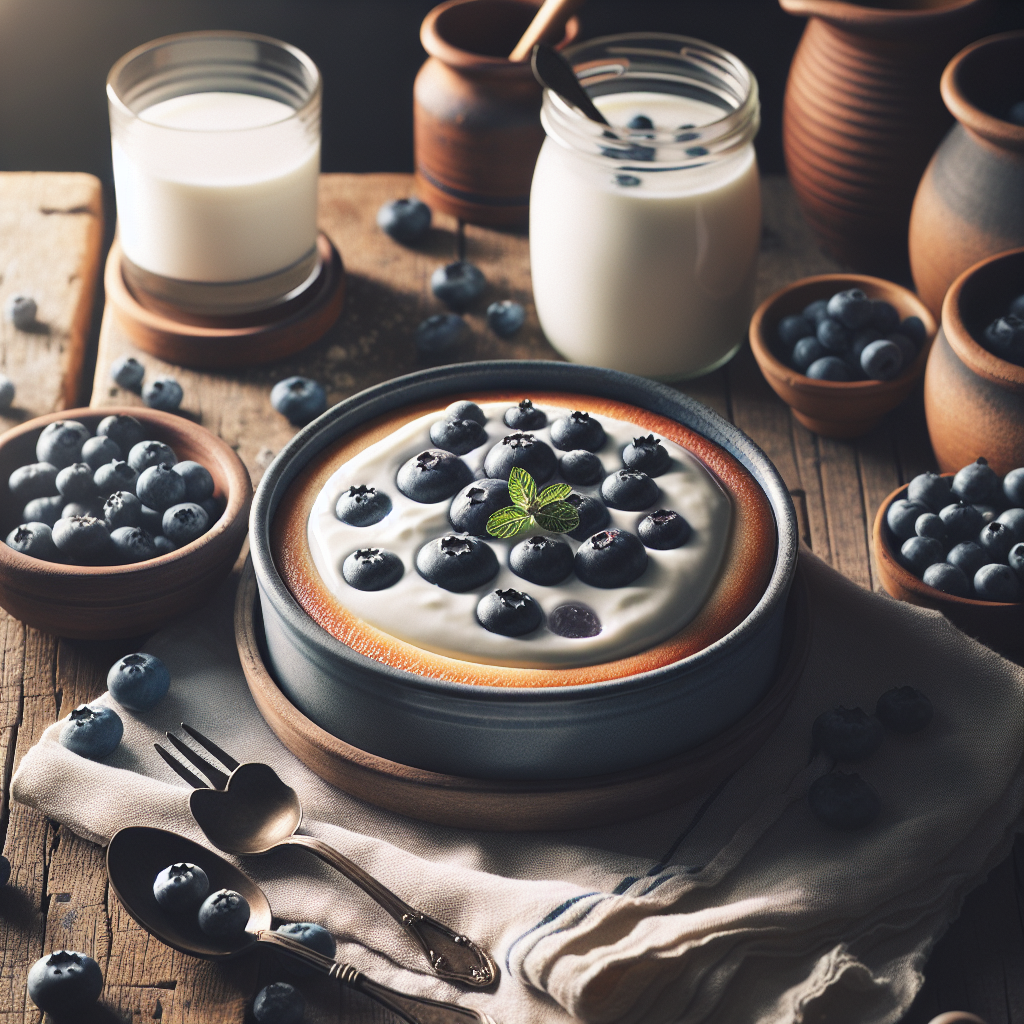 Plato de Suflé de Yogur Griego y Arándanos