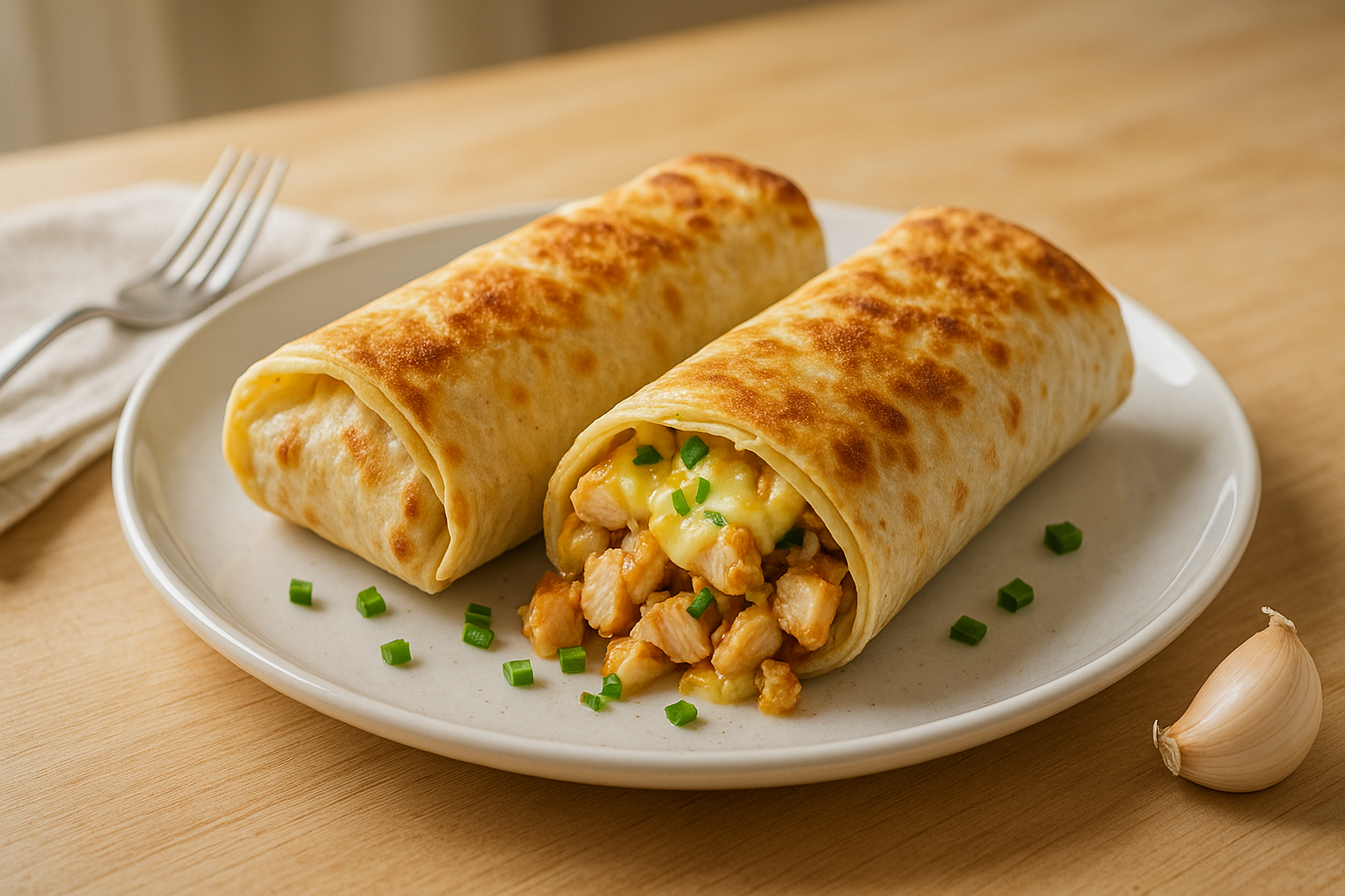 Wraps de Pollo con Ajo y Queso en Air Fryer: ¡Irresistibles!